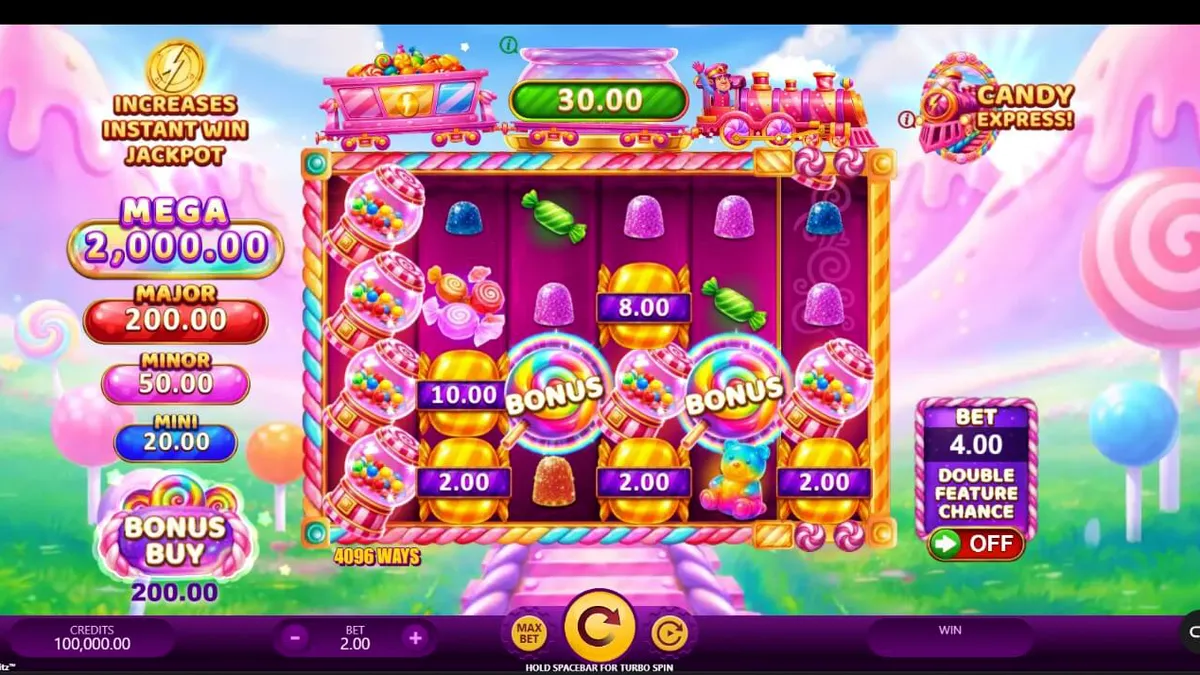 Candy Express Gold Blitz slot game interface sa isang mobile phone